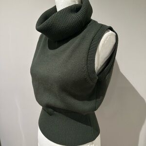 Zara Women's Sleeveless Turtleneck Sweater - Dark Green